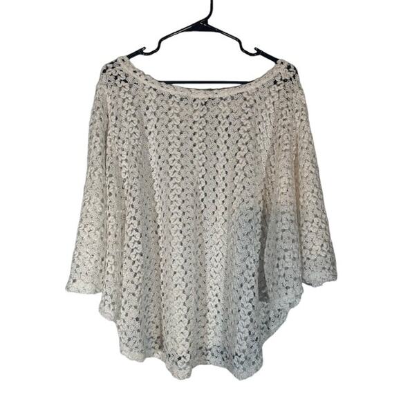 Style&Co White Angel Sleeve Netted Round Hem Knit Blouse Women Sz 1X - Picture 2 of 8